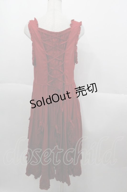 画像2: PINK HOUSE / 花びらフリル使いローンタブリエドレス  赤 I-25-10-15-079-LO-OP-SA-ZI (2)