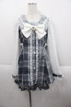 画像1: NOEMIE / レース襟チェックセットアップ  サックス I-25-10-15-081-LO-OP-SA-ZI