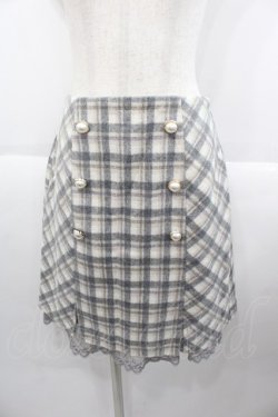 画像1: axes femme POETIQUE / パールボタンチェックスカート  グレーＸアイボリーチェック I-25-10-15-087-AX-SK-SA-ZI