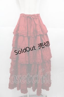 画像1: PINK HOUSE / 水玉プリントフリルスカート  赤 I-25-10-15-089-LO-SK-SA-ZI