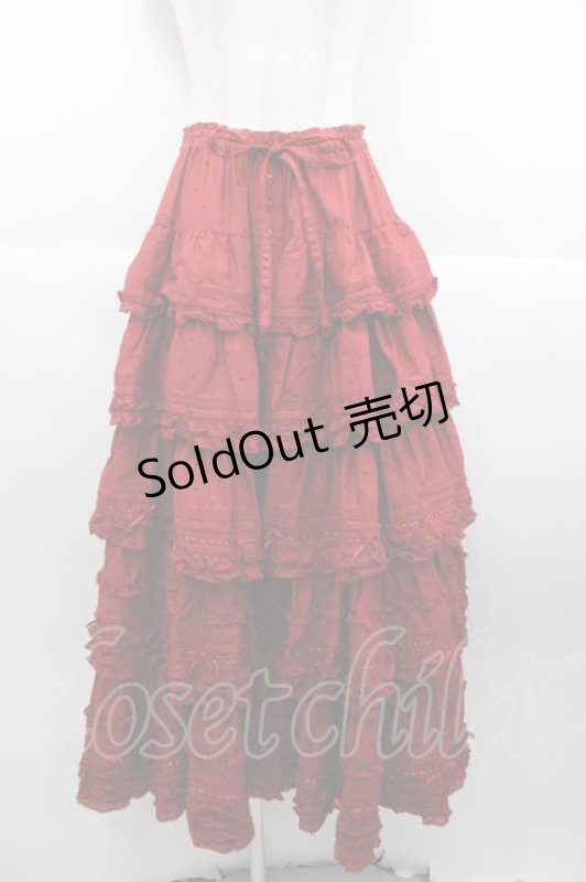 画像1: PINK HOUSE / 水玉プリントフリルスカート  赤 I-25-10-15-089-LO-SK-SA-ZI (1)