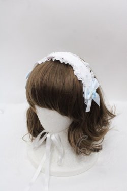 画像1: Nile Perch / ヘッドドレス  ホワイト×サックス I-25-10-15-101-LO-ZA-SA-ZI