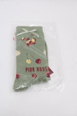 画像1: PINK HOUSE / 野ばらとチェリー柄ソックス  ハッカ I-25-10-15-116-LO-ZA-SA-ZI