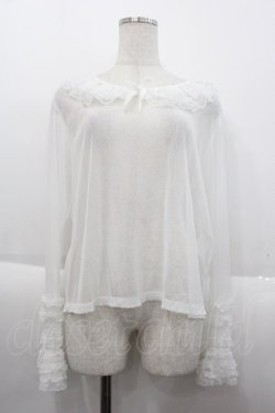 画像1: PINK HOUSE / ドットチュールレースブラウス  白 I-25-10-15-012-LO-BL-SA-ZI