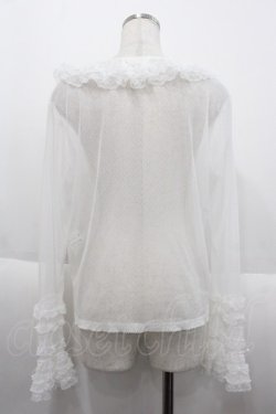 画像2: PINK HOUSE / ドットチュールレースブラウス  白 I-25-10-15-012-LO-BL-SA-ZI