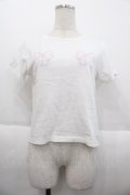 Bubbles / パウダーリボンTEEシャツ  ホワイト I-25-10-15-017-CA-TS-SA-ZI