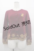 Jane Marple / 胸元刺繍ニットカーディガン  ボルドーＸブラウン I-25-10-15-018-JM-TO-SA-ZI