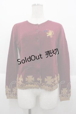 画像1: Jane Marple / 胸元刺繍ニットカーディガン  ボルドーＸブラウン I-25-10-15-018-JM-TO-SA-ZI