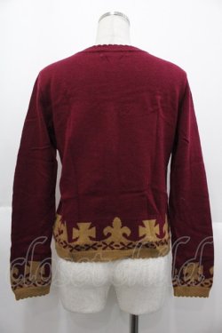 画像2: Jane Marple / 胸元刺繍ニットカーディガン  ボルドーＸブラウン I-25-10-15-018-JM-TO-SA-ZI