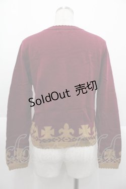 画像2: Jane Marple / 胸元刺繍ニットカーディガン  ボルドーＸブラウン I-25-10-15-018-JM-TO-SA-ZI