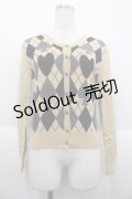 Jane Marple / アーガイルニットカーディガン M ベージュＸ黒Ｘグレー I-25-10-15-019-JM-TO-SA-ZI