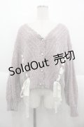axes femme POETIQUE / レースアップベロアモールカーディガン  ラベンダー I-25-10-15-022-AX-TO-SA-ZI