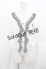 Moi-meme-Moitie / 十字架ワッペンレースカーディガン  シロ×クロ I-25-10-15-024-MO-TO-SA-ZI