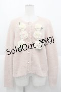 PINK HOUSE / ホワイトローズモチーフニットカーディガン  ピンク I-25-10-15-026-LO-TO-SA-ZI