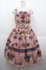 画像1: Angelic Pretty / British Crownシャーリングジャンパースカート  ピンク I-25-10-15-038-AP-OP-SA-ZI (1)