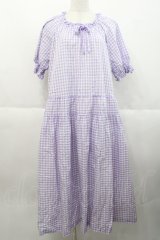 PINK HOUSE / ギンガムチェックミディワンピース  ラベンダーＸ白 I-25-10-18-062-LO-OP-SA-ZI