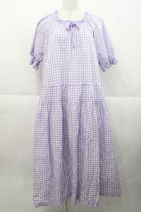 PINK HOUSE / ギンガムチェックミディワンピース  ラベンダーＸ白 I-25-10-18-062-LO-OP-SA-ZI