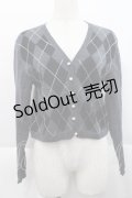 INGEBORG / アーガイルニットカーディガン  グレーＸ黒Ｘ白 I-25-10-18-018-LO-TO-SA-ZI