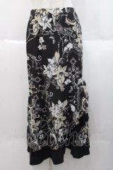 INGEBORG / セットアップスカート  ゆり柄黒白 I-25-10-18-068-LO-SK-SA-ZI