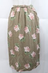 INGEBORG / 朝露薔薇柄スカート  オリーブ I-25-10-18-087-LO-SK-SA-ZS