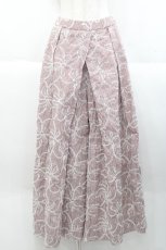 画像1: PINK HOUSE / ストライプアイレットリボン刺繍ワイドパンツ 3サイズ(9号) バーガンディ I-25-10-18-088-LO-PA-SA-ZT553 (1)
