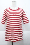 画像1: PINK HOUSE / ボーダー半袖Tシャツ L レッド I-25-10-18-021-LO-TS-SA-ZT239 (1)