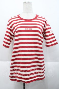画像1: PINK HOUSE / ボーダー半袖Tシャツ L レッド I-25-10-18-021-LO-TS-SA-ZI