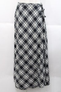 INGEBORG / セットアップスカート  斜めチェック黒白 I-25-10-18-095-LO-SK-SA-ZI