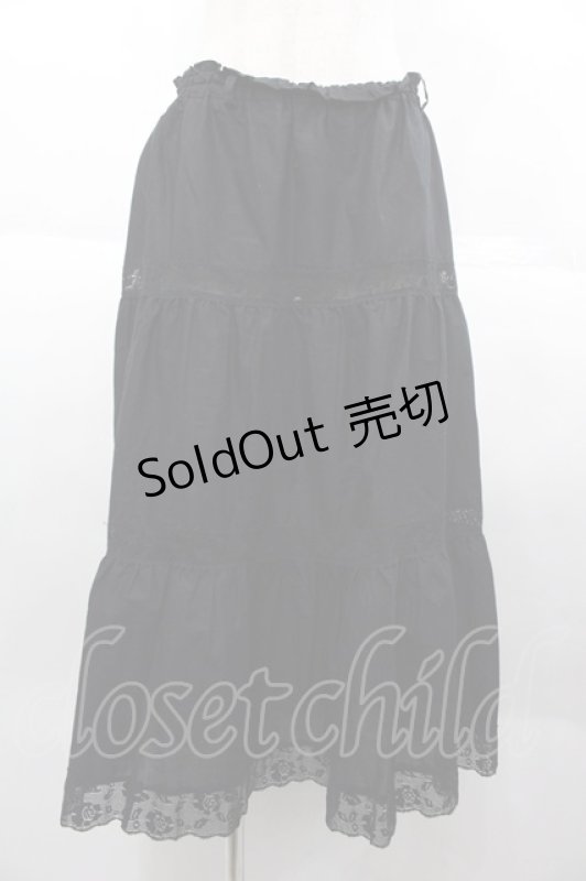 画像1: INGEBORG / レース切り替えスカート  黒 I-25-10-18-115-LO-SK-SA-ZI (1)