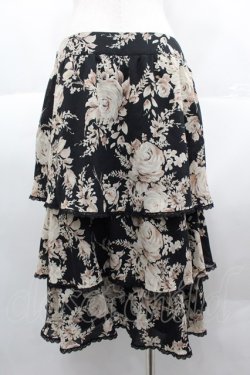 画像2: INGEBORG / ローズ柄2段フリルスカート 11 黒 I-25-10-18-116-LO-SK-SA-ZI