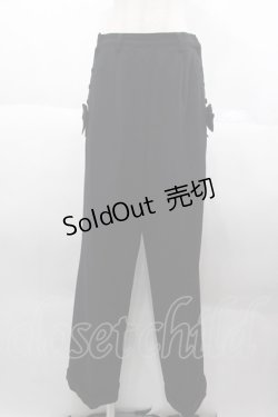 画像1: INGEBORG / サイドリボンボタンパンツ M 黒 I-25-10-18-119-LO-PA-SA-ZS