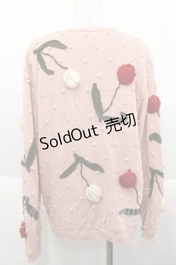 画像2: PINK HOUSE / チューリップモチーフ付きカーディガン  ピンク I-25-10-18-027-LO-TO-SA-ZI