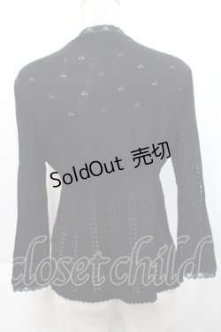 画像2: PINK HOUSE / 胸元切替五分袖カーディガン L ブラック I-25-10-18-028-LO-TO-SA-ZI