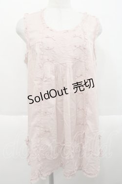 画像1: PINK HOUSE / ミニリボン&スカラップフリルノースリーブチュニック  ピンク I-25-10-18-031-LO-TO-SA-ZI