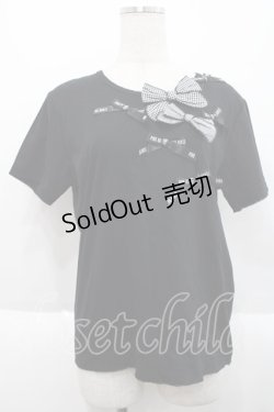 画像1: PINK HOUSE / リボンいっぱいTシャツ 4(L) ブラック I-25-10-18-013-LO-TS-SA-ZI