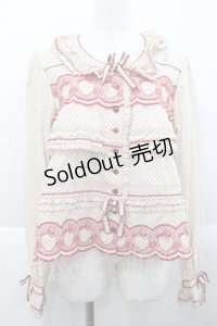 PINK HOUSE / いちごステッチレース使い水玉プリントブラウス  アイボリーＸ赤 I-25-10-18-036-LO-BL-SA-ZI