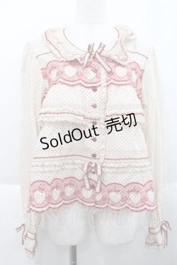 画像1: PINK HOUSE / いちごステッチレース使い水玉プリントブラウス  アイボリーＸ赤 I-25-10-18-036-LO-BL-SA-ZI