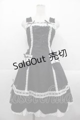 BABY,THE STARS SHINE BRIGHT / 裾スカラップジャンパースカート  黒Ｘ白 I-25-10-21-038-BA-SK-SA-ZI