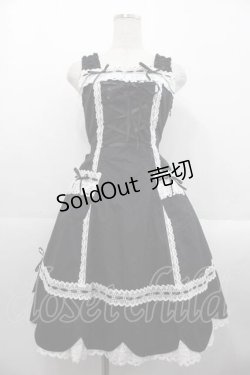 画像1: BABY,THE STARS SHINE BRIGHT / 裾スカラップジャンパースカート  黒Ｘ白 I-25-10-21-038-BA-SK-SA-ZI