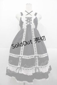 BABY,THE STARS SHINE BRIGHT / ベビードールジャンパースカート  黒ｘ白 I-25-10-21-039-BA-OP-SA-ZI