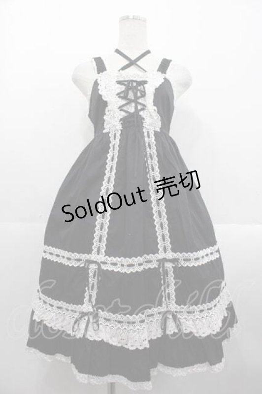 画像1: BABY,THE STARS SHINE BRIGHT / ベビードールジャンパースカート  黒ｘ白 I-25-10-21-039-BA-OP-SA-ZI (1)