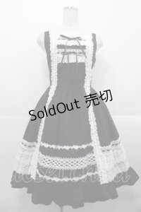 BABY,THE STARS SHINE BRIGHT / レースフリルジャンパースカート  黒Ｘ白 I-25-10-21-043-BA-OP-SA-ZI