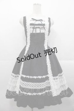 画像1: BABY,THE STARS SHINE BRIGHT / レースフリルジャンパースカート  黒Ｘ白 I-25-10-21-043-BA-OP-SA-ZI