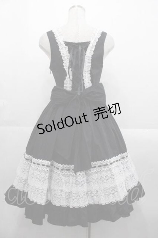 画像2: BABY,THE STARS SHINE BRIGHT / レースフリルジャンパースカート  黒Ｘ白 I-25-10-21-043-BA-OP-SA-ZI (2)