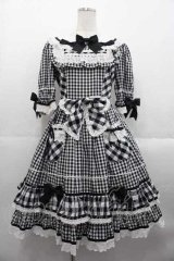 BABY,THE STARS SHINE BRIGHT / Milky Gingham Dollワンピース  黒Ｘ白 I-25-10-21-044-BA-OP-SA-ZI