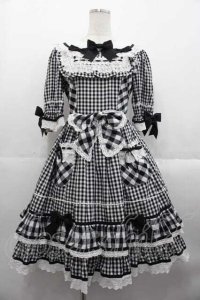 BABY,THE STARS SHINE BRIGHT / Milky Gingham Dollワンピース  黒Ｘ白 I-25-10-21-044-BA-OP-SA-ZI