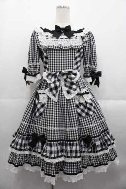 画像1: BABY,THE STARS SHINE BRIGHT / Milky Gingham Dollワンピース  黒Ｘ白 I-25-10-21-044-BA-OP-SA-ZI