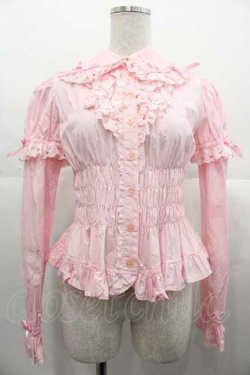 画像1: Angelic Pretty / リボンちゃんシャーリング付け袖ブラウス  ピンク I-25-10-21-004-AP-BL-SA-ZI