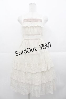 画像1: OZZ ANGELO / レース3段ジャンパースカート  アイボリー I-25-10-21-061-OO-OP-SA-ZI