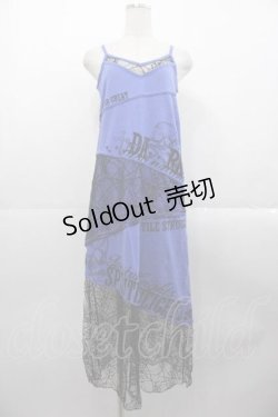 画像1: GHOST of HARLEM / 蜘蛛の巣レース切替キャミカットワンピース  青Ｘ黒 I-25-10-21-063-GL-OP-SA-ZI